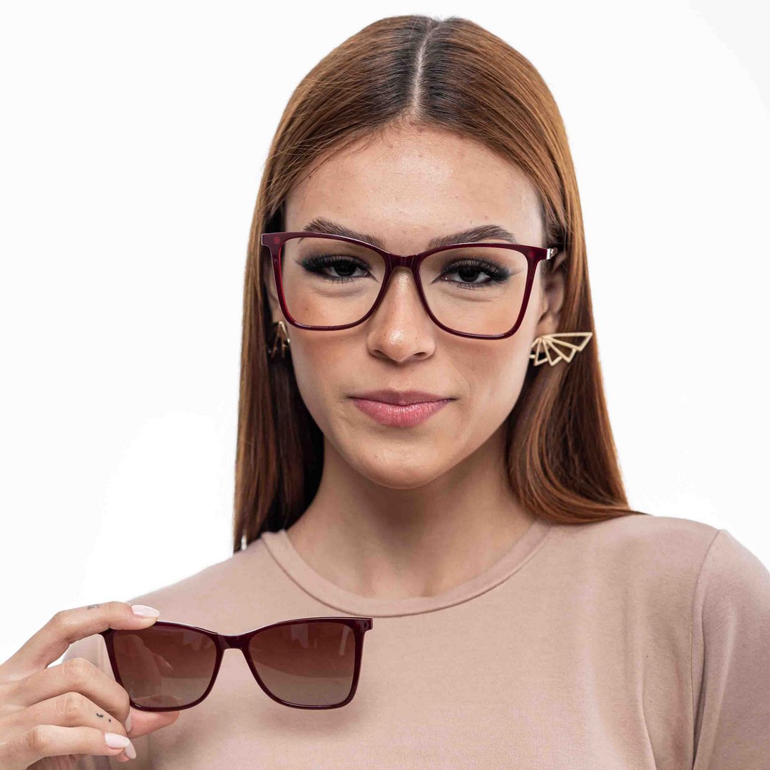 Óculos Clipon Feminino Vinho 272
