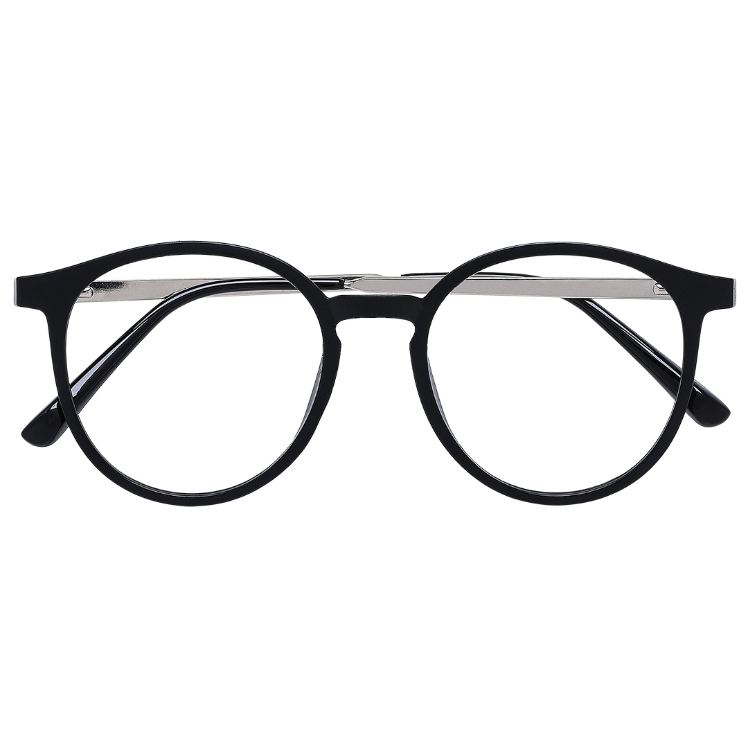 Óculos Redondo Clip-on 5 Lentes Masculino Preto 1901